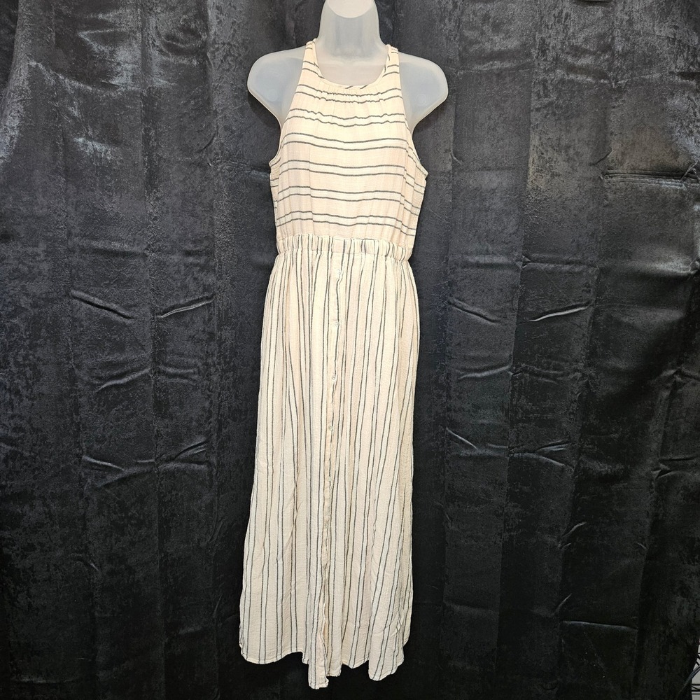 LAUREN CONRAD Striped Maxi Dress gauze Sz small boho vacation resort wear cruise